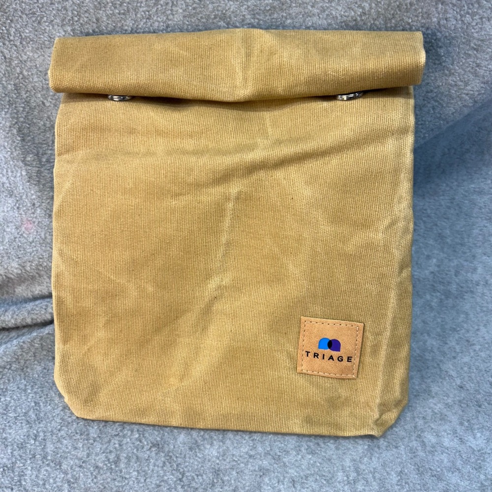 Waxed Canvas Unisex Tan Triage Insulated Roll Top Lunch Bag Magnetic Snap